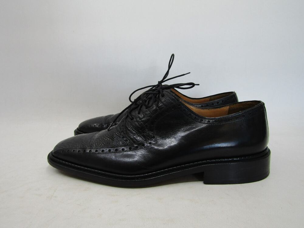 Mezlan Mens Size 9.5 M Black Leather Ostrich Leg Oxford Dress Shoes